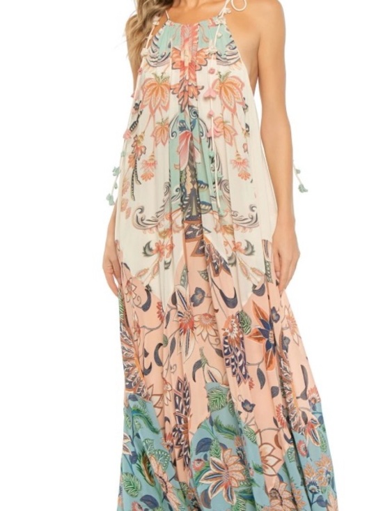 FARM Rio Dresses & Skirts - Farm Rio Women's White Boho Delhi Floral Tie Shoulder Maxi Dress